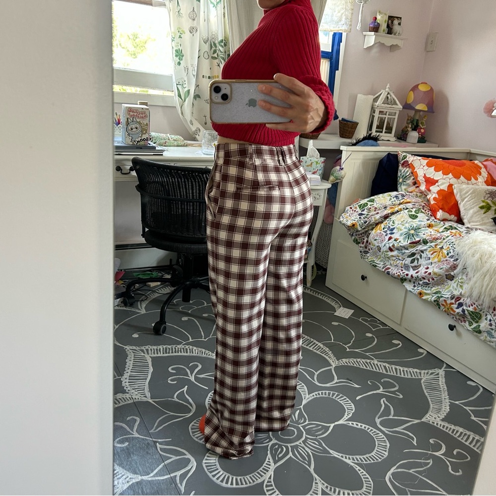Urban Outfitters Maroon and Cream Plaid Skirt